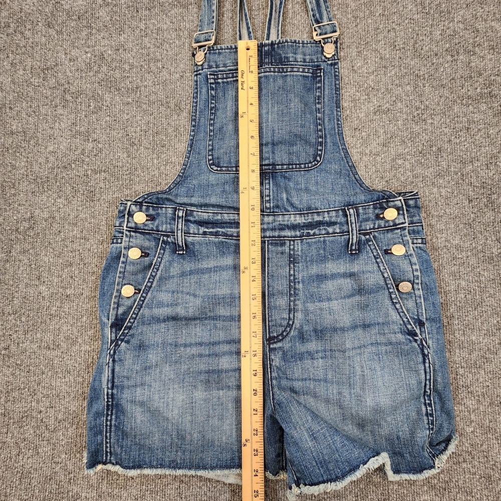 Madewell Adirondack Short Overalls Womens Medium Blue Medium Wash Raw Hem Denim - Picture 6 of 12